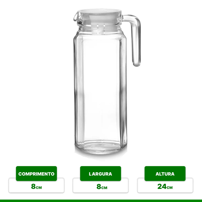 1 Litre Water Juice Glass Jar With Handle White Lid 1L