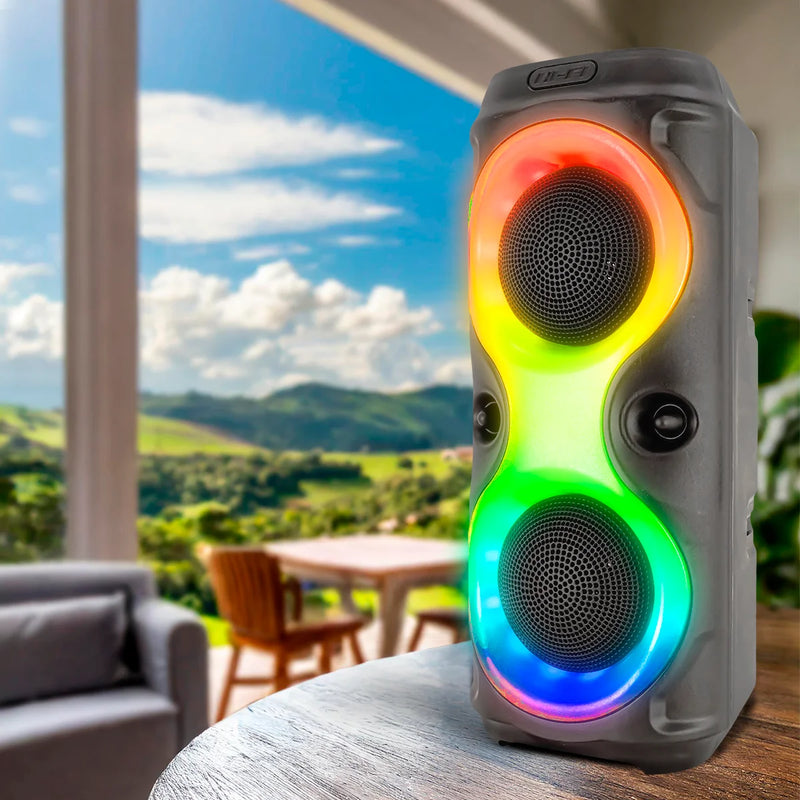 Caixa de som Bluetooth Com Led RGB Portátil FM USB TWS 50W Xtrad