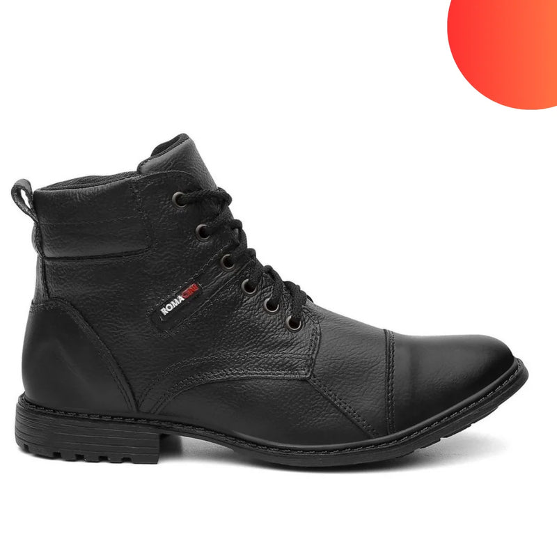 **Bota Coturno Masculina Casual de Couro - Durável e Resistente**