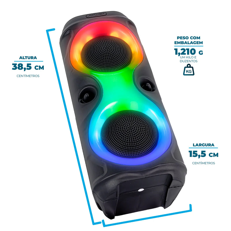 Caixa de som Bluetooth Com Led RGB Portátil FM USB TWS 50W Xtrad