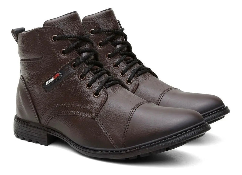 **Bota Coturno Masculina Casual de Couro - Durável e Resistente**