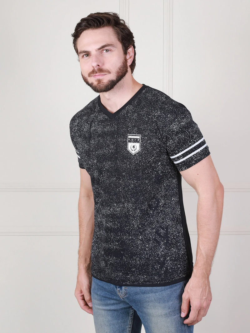 Camiseta 2023 Moda Masculina Estampada com Gola em V