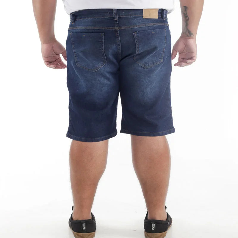 Bermuda Tamanho grande pra Homem Jeans Escuro Lavada com Lycra Ref: 0041