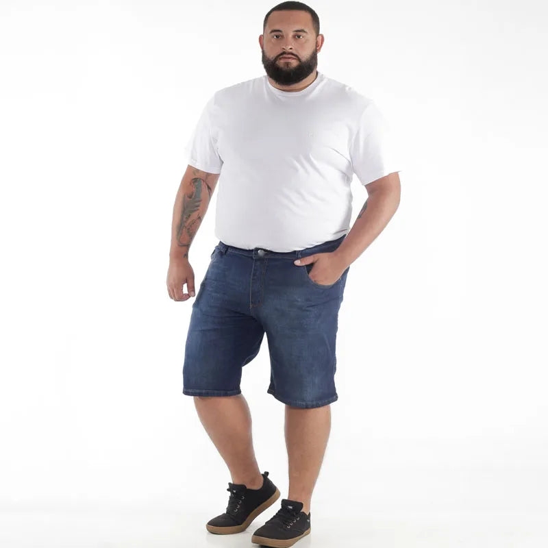 Bermuda Tamanho grande pra Homem Jeans Escuro Lavada com Lycra Ref: 0041