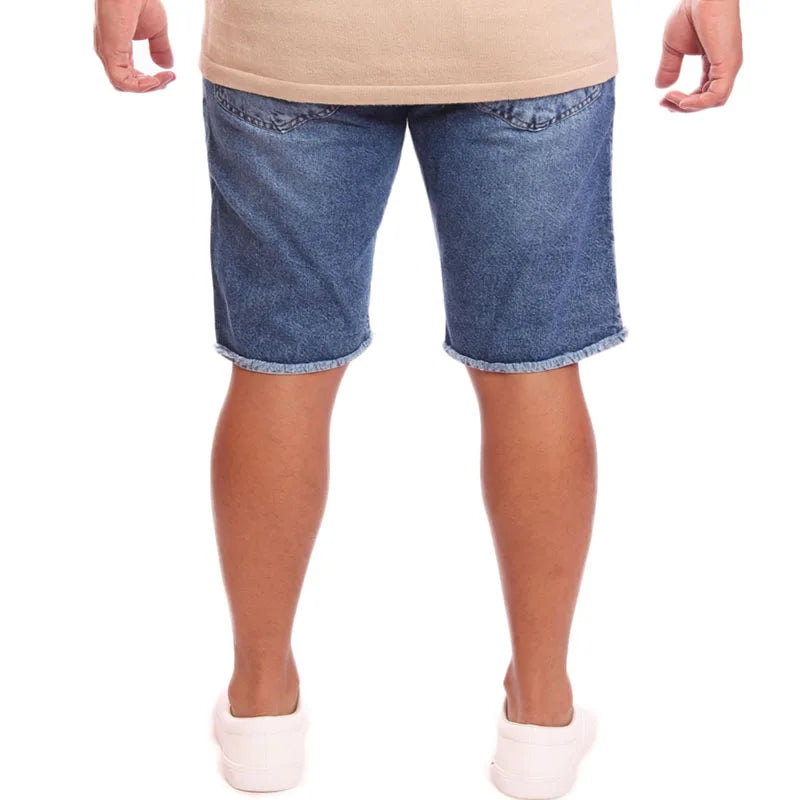 Short masculina jeans rasgada sem lycra Ref: 015