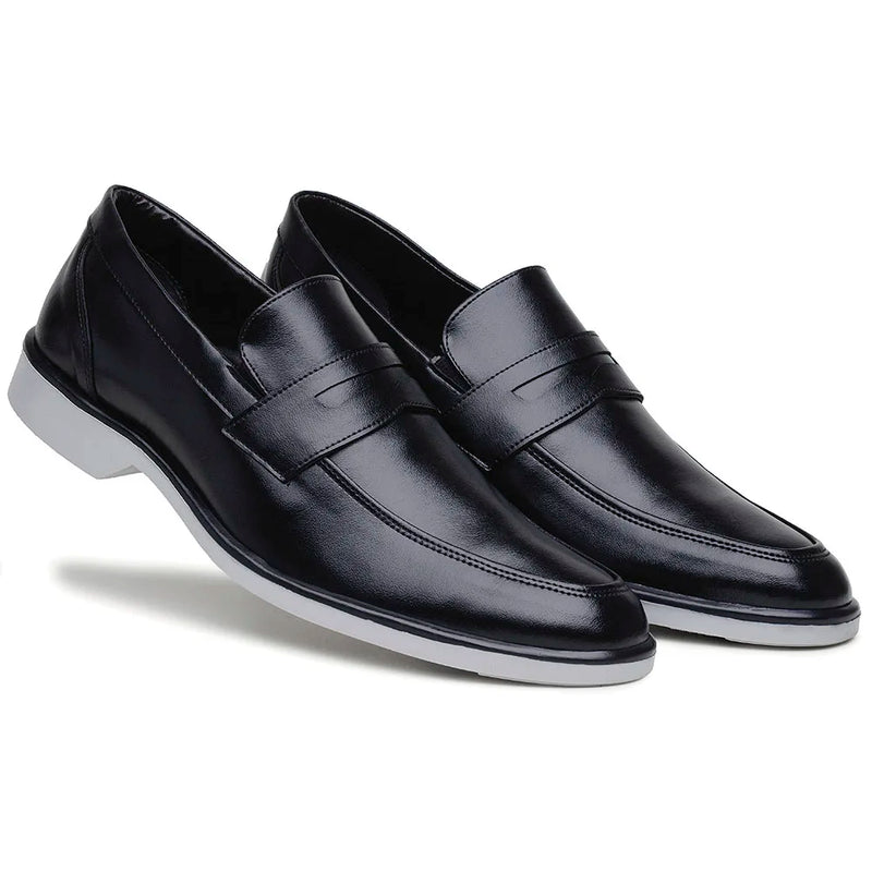 Sapato Masculino Couro Preto Oxford Calce Fácil Moderno Sapataria Bertelli