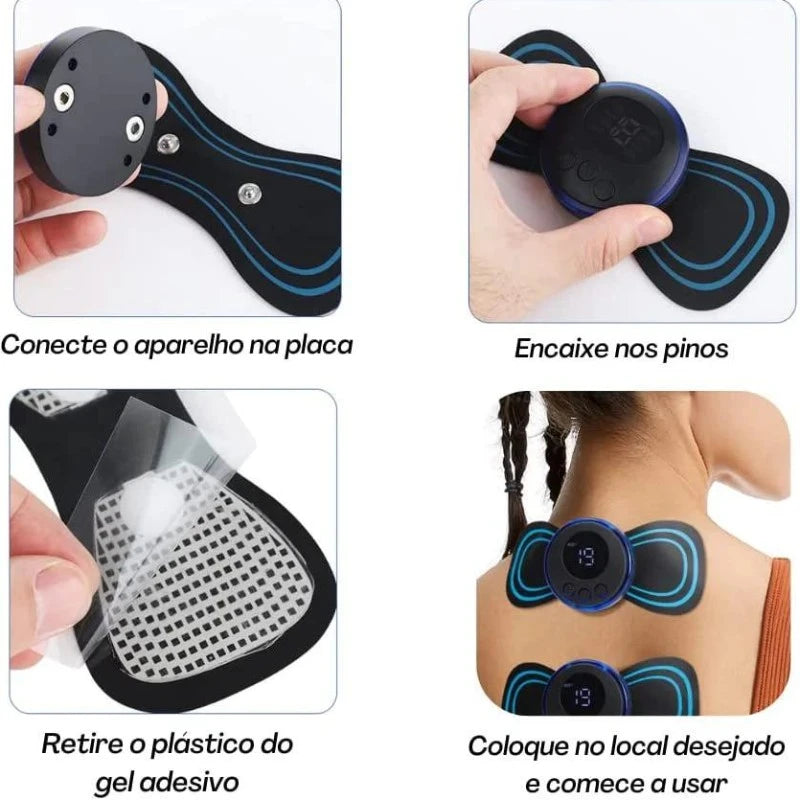 Massajador Portátil de Estimulação Elétrica EMS para Alívio da Dor Muscular Cervical