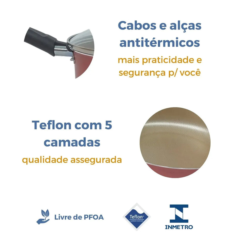 Conjunto de panelas 9 peças com tampas de vidro antiaderentes