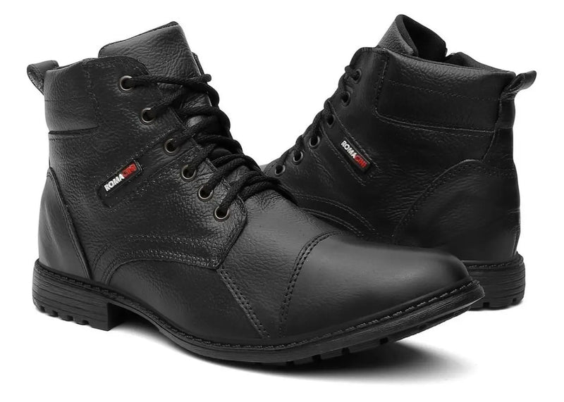 **Bota Coturno Masculina Casual de Couro - Durável e Resistente**