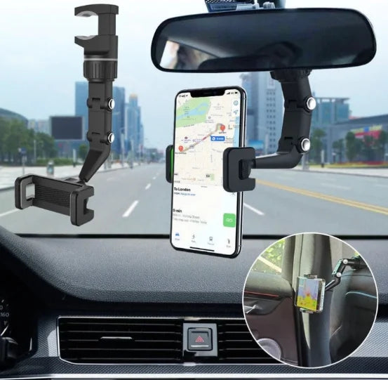 Suporte multifuncional para carro com espelho retrovisor e suporte GPS universal para celular.