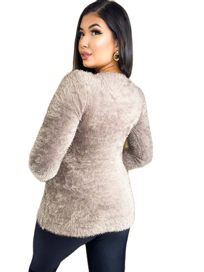 blusa manga longa  pelinho de frio pelucia moda inveno 2023