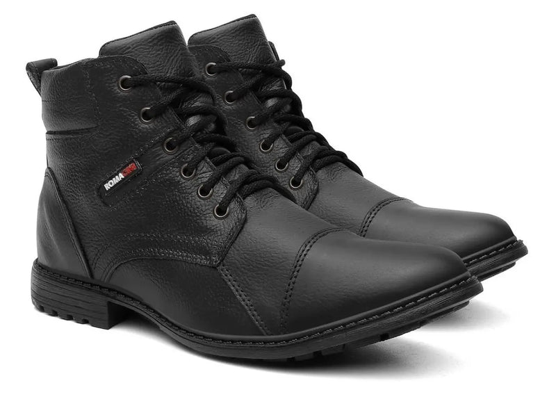 **Bota Coturno Masculina Casual de Couro - Durável e Resistente**