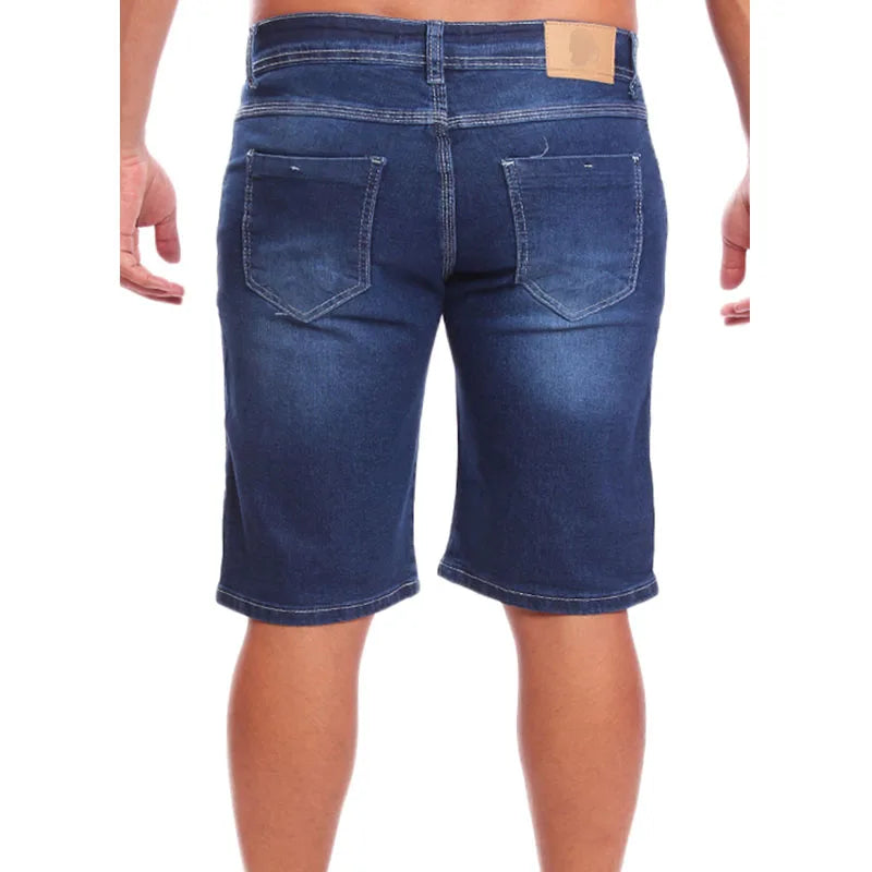 bermuda masculina jeans escuro com lycra sem rasgada Ref: 0016