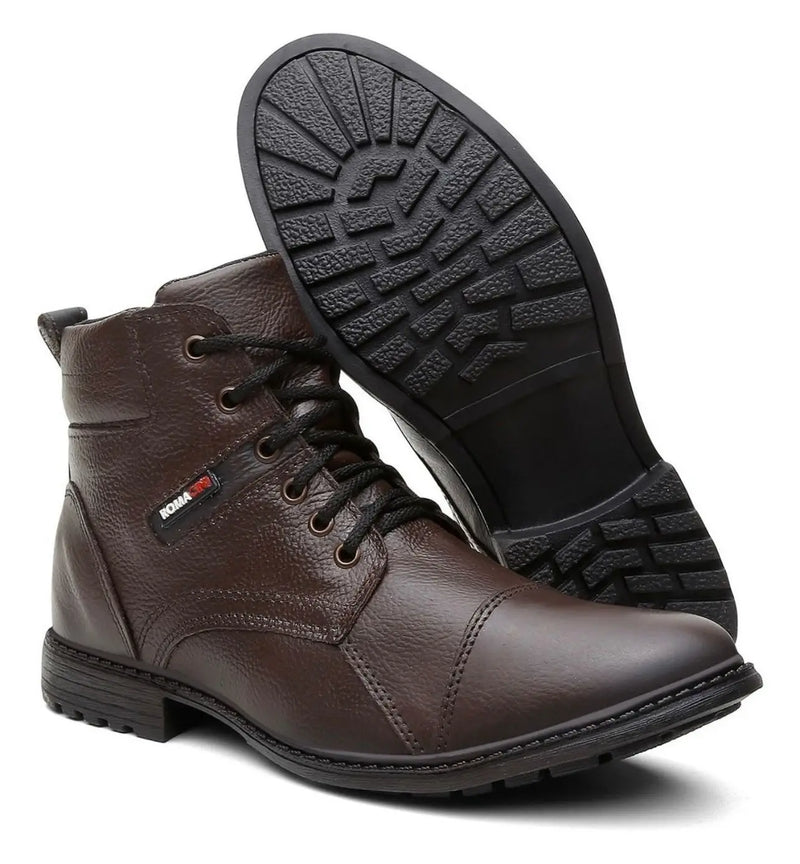 **Bota Coturno Masculina Casual de Couro - Durável e Resistente**