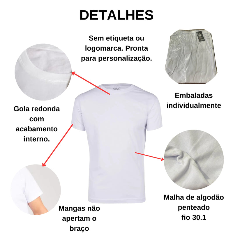 KIT 10 CAMISA BÁSICA MASCULINA PLUS SIZE 100% ALGODÃO