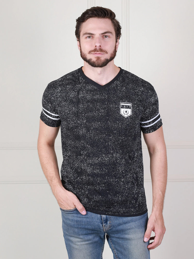 Camiseta 2023 Moda Masculina Estampada com Gola em V