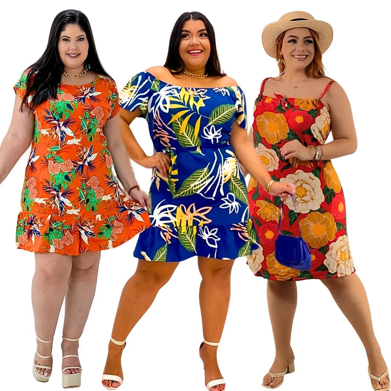 Kit 2 Vestidos Curtos Plus Size Estampados