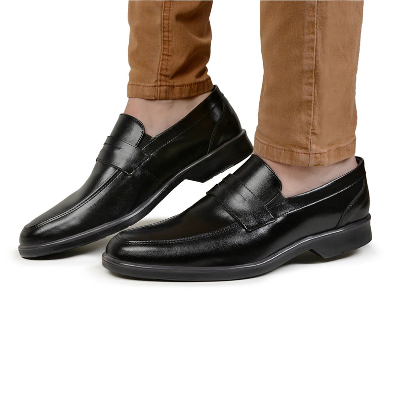 Sapato Masculino Couro Preto Oxford Calce Fácil Moderno Sapataria Bertelli