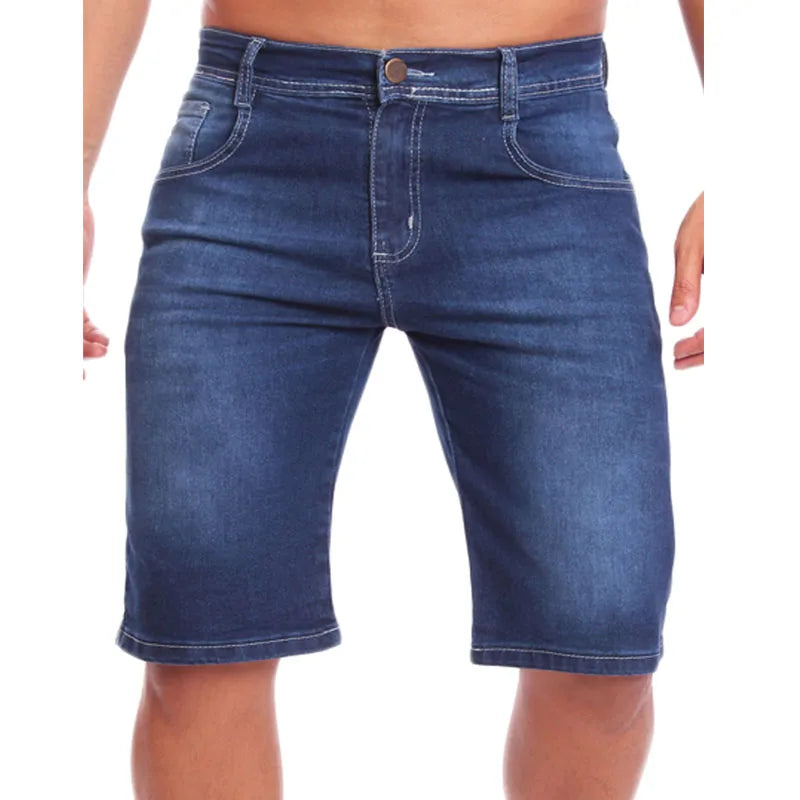 bermuda masculina jeans escuro com lycra sem rasgada Ref: 0016