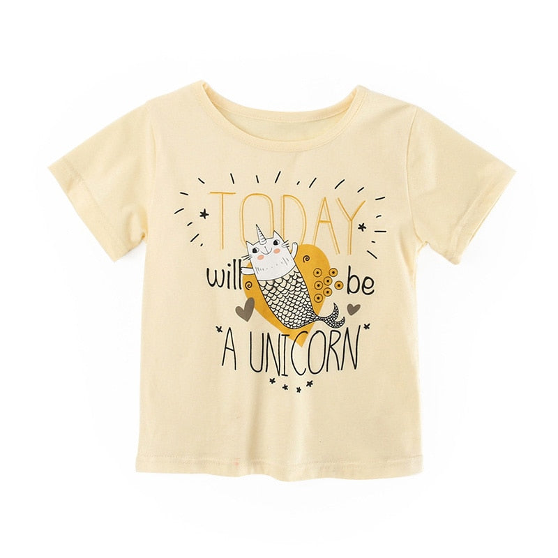 Nova Camiseta Infantil para Meninas  Blusas de Algodão para Bebês no Verão