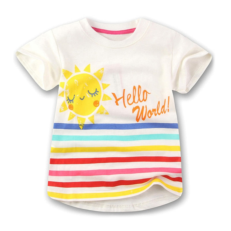 Nova Camiseta Infantil para Meninas  Blusas de Algodão para Bebês no Verão