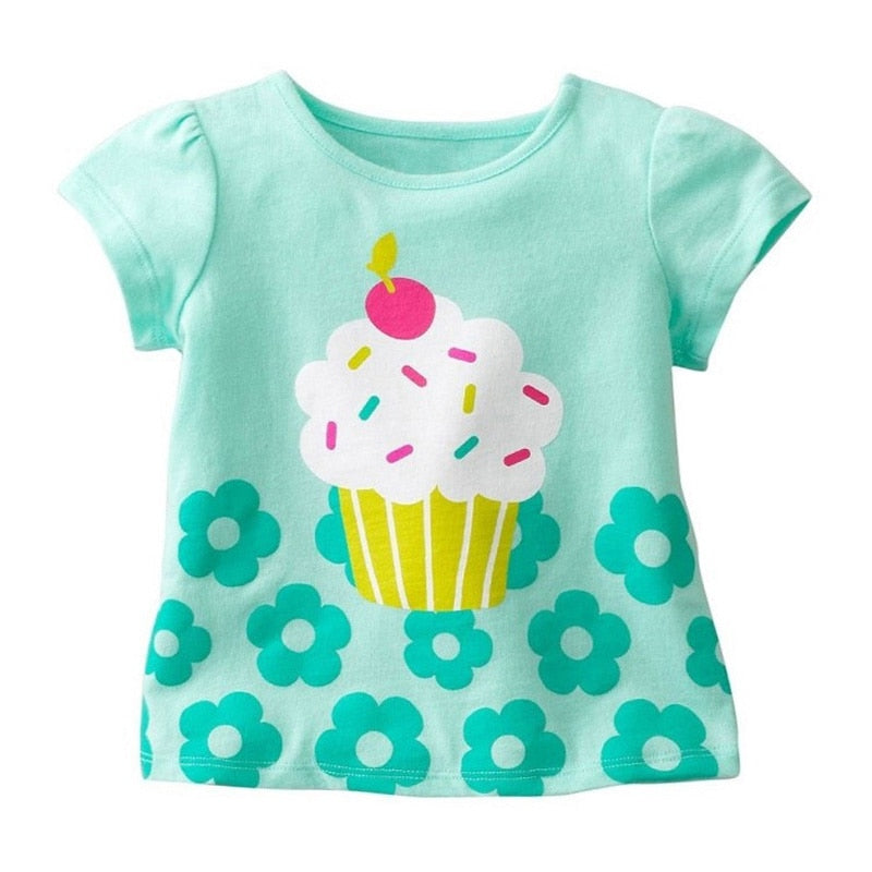 Nova Camiseta Infantil para Meninas  Blusas de Algodão para Bebês no Verão