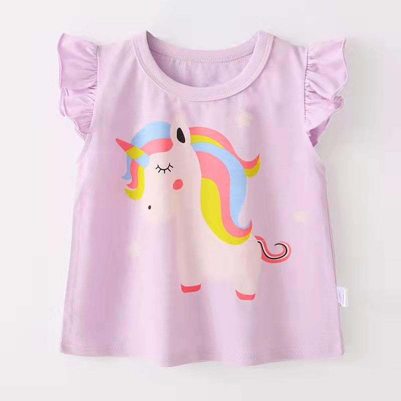 Nova Camiseta Infantil para Meninas  Blusas de Algodão para Bebês no Verão