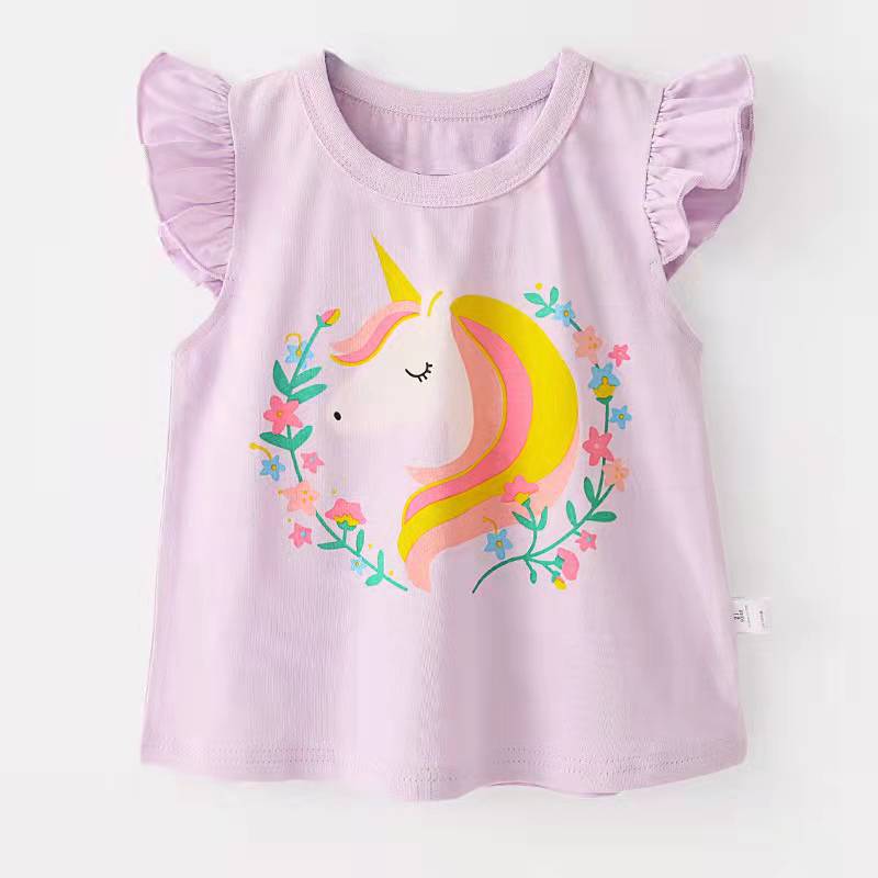 Nova Camiseta Infantil para Meninas  Blusas de Algodão para Bebês no Verão