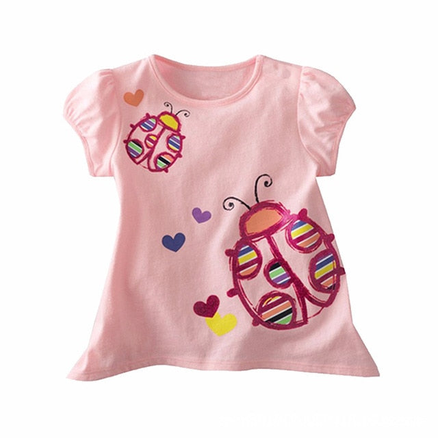 Nova Camiseta Infantil para Meninas  Blusas de Algodão para Bebês no Verão