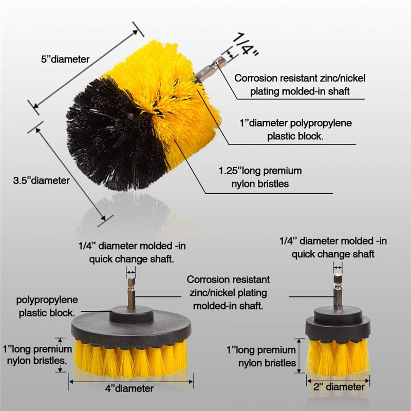 Conjunto de 3 Peças de Escova Elétrica para Limpeza Kit de Escova para Furadeira