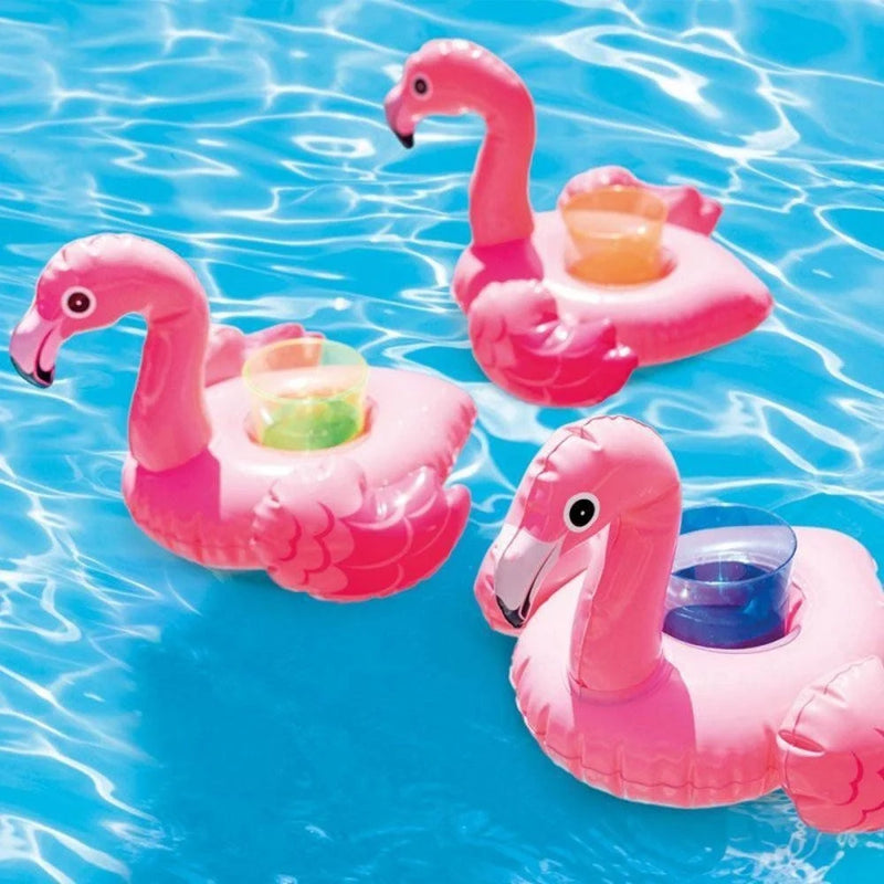 Porta-Bebidas Inflável Flamingo de 3 Portas: Kit para Piscina e Mar (33x25cm)