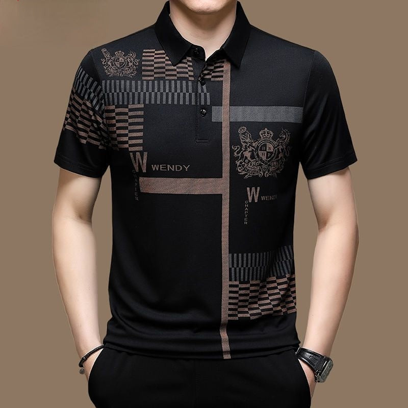 Camisa Polo Masculina Casual de Verão com Mangas Curta