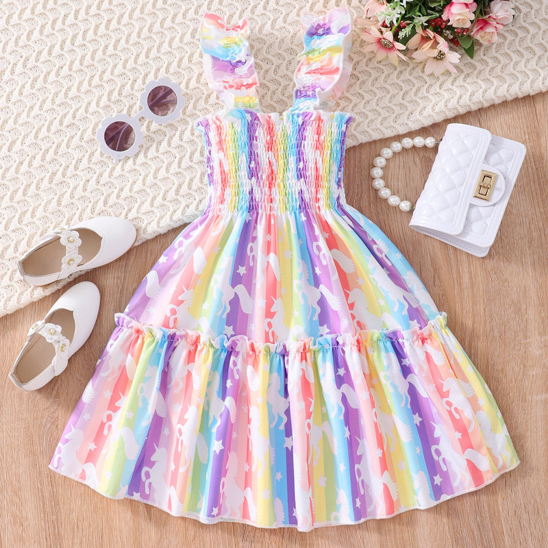 Vestido de Verão para Meninas com Desenhos Animados de Animais