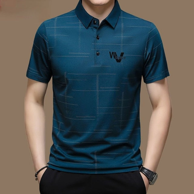 Camisa Polo Masculina Casual de Verão com Mangas Curta