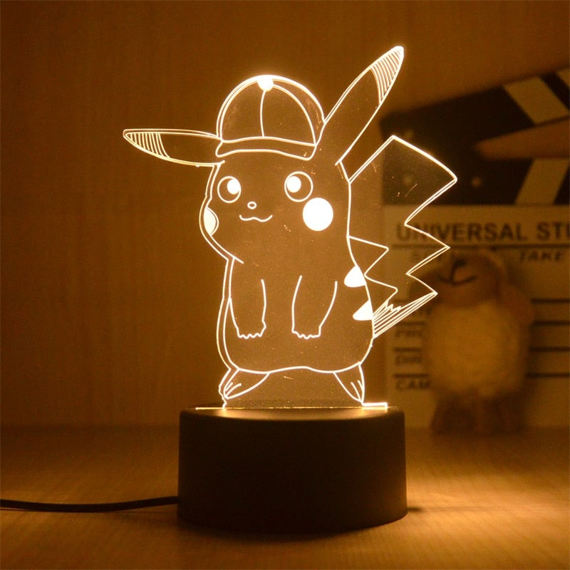 Nova Luz Noturna 3D Led do Pokemon Pikachu Brinquedo Infantil