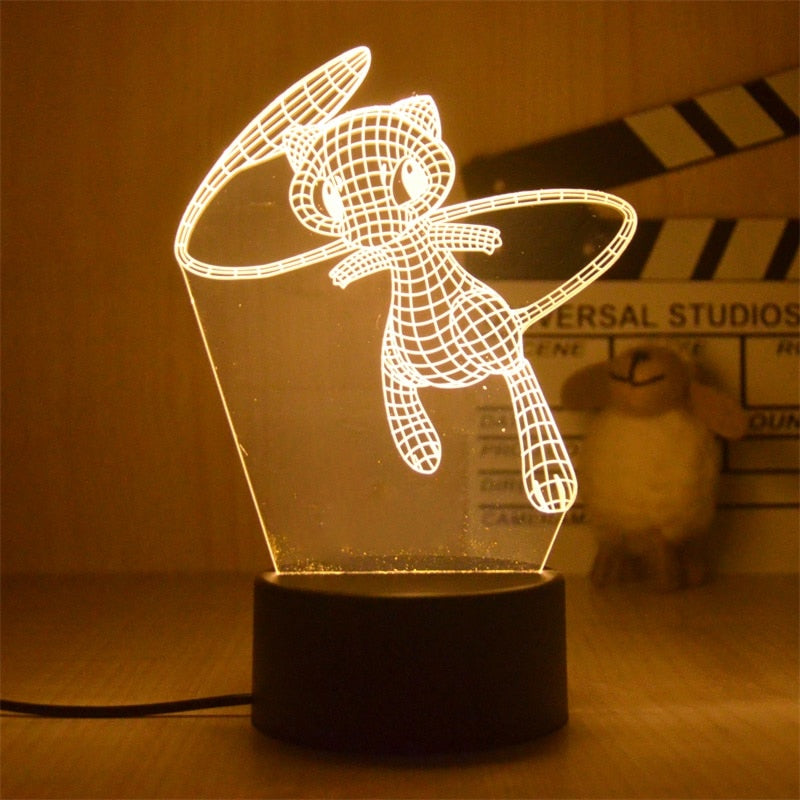 Nova Luz Noturna 3D Led do Pokemon Pikachu Brinquedo Infantil