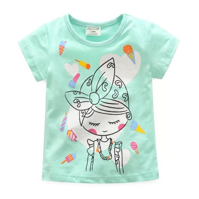 Nova Camiseta Infantil para Meninas  Blusas de Algodão para Bebês no Verão