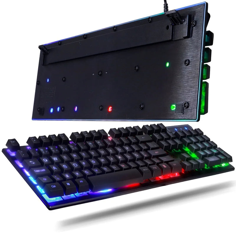 Kit Gamer Teclado Semi Mecânico + Mouse 3200dpi RGB