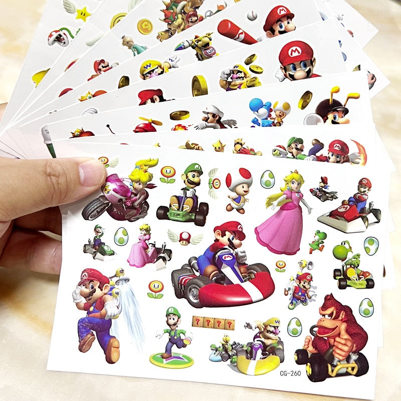 Adesivos de Tatuagem Super Mario Bros  Brinquedos Fofos de Figuras de Anime Kawaii