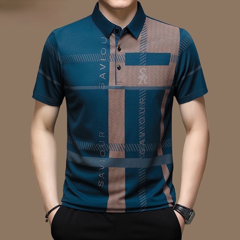 Camisa Polo Masculina Casual de Verão com Mangas Curta