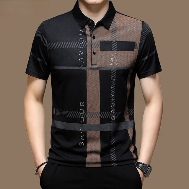 Camisa Polo Masculina Casual de Verão com Mangas Curta