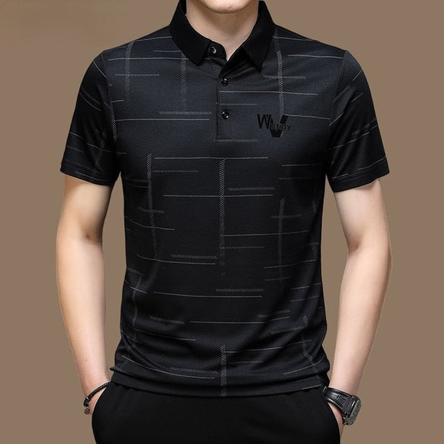 Camisa Polo Masculina Casual de Verão com Mangas Curta