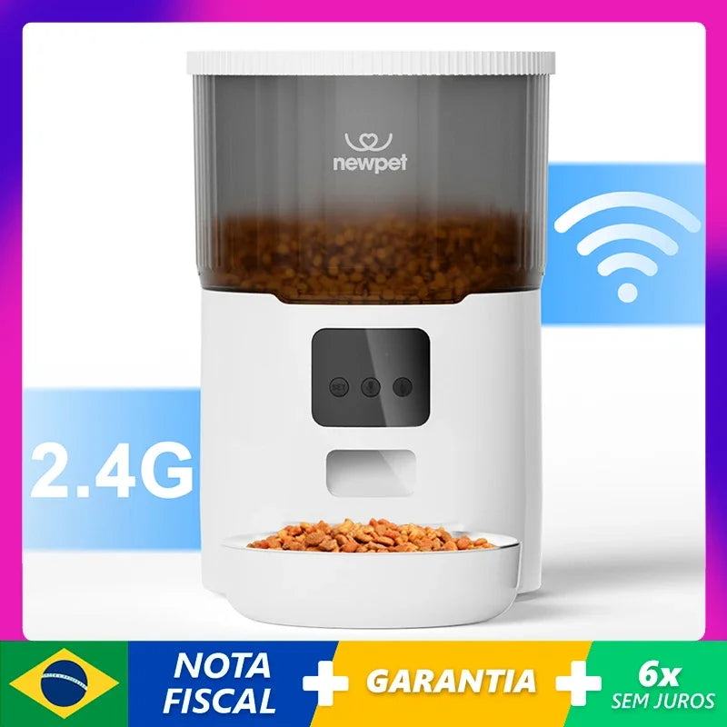 Dispensador Automático Smart Food para Pets com Gravador de Voz, Wi-Fi e Câmera de Vídeo 4L