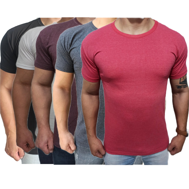 Kit 5 Camisetas Masculina Algodão Premium Lisa Slim