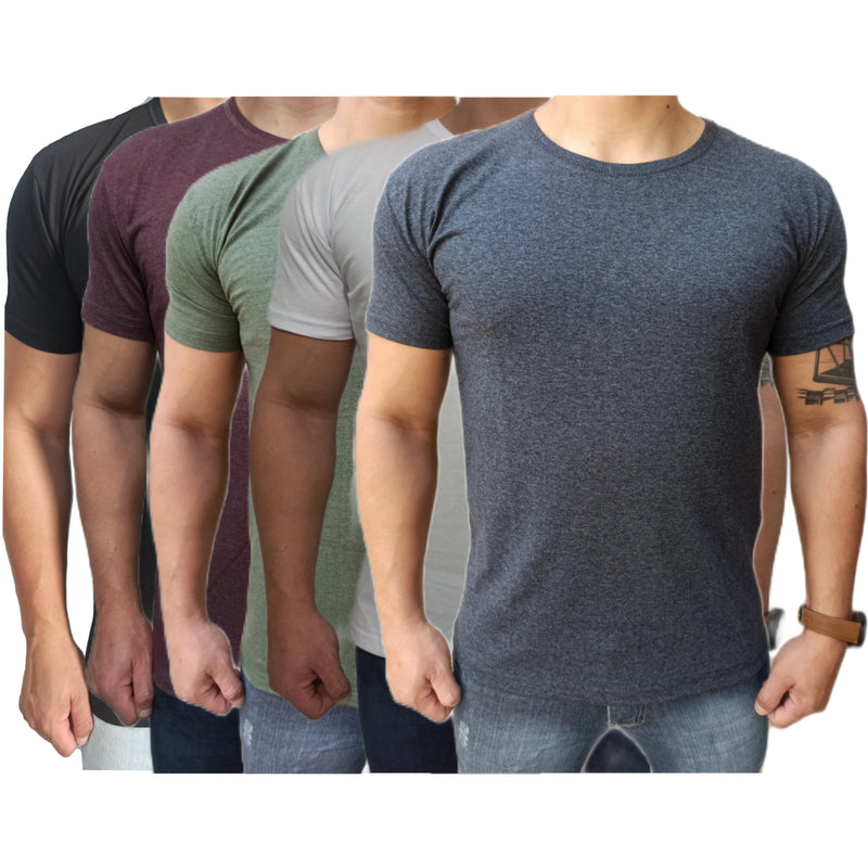 Kit 5 Camisetas Masculina Algodão Premium Lisa Slim