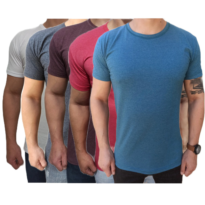 Kit 5 Camisetas Masculina Algodão Premium Lisa Slim