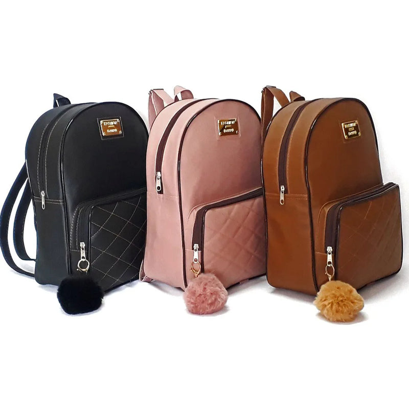 Mochila Feminina de Couro Sintético - Moda Premium