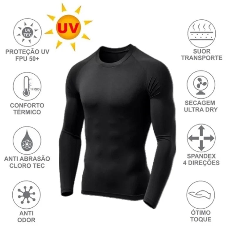 **3 Camisetas Compressão Térmica UV 50+ Unisex**