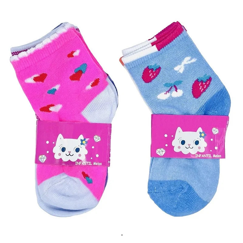 Kit 12 Pares Meias Infantil Menina Para Bebê Criança Feminina Atacado Lote