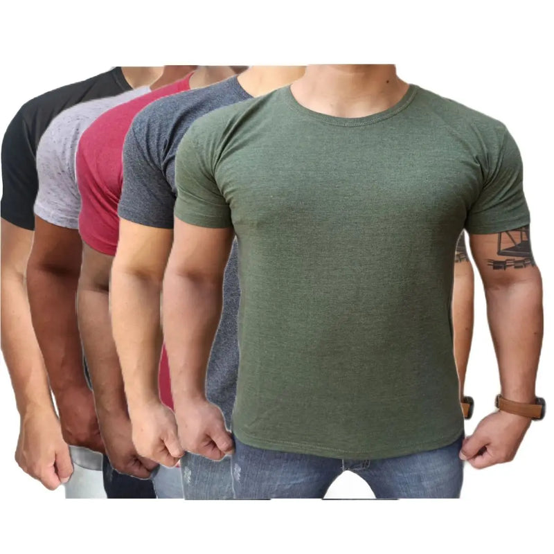 Kit 5 Camisetas Masculina Algodão Premium Lisa Slim